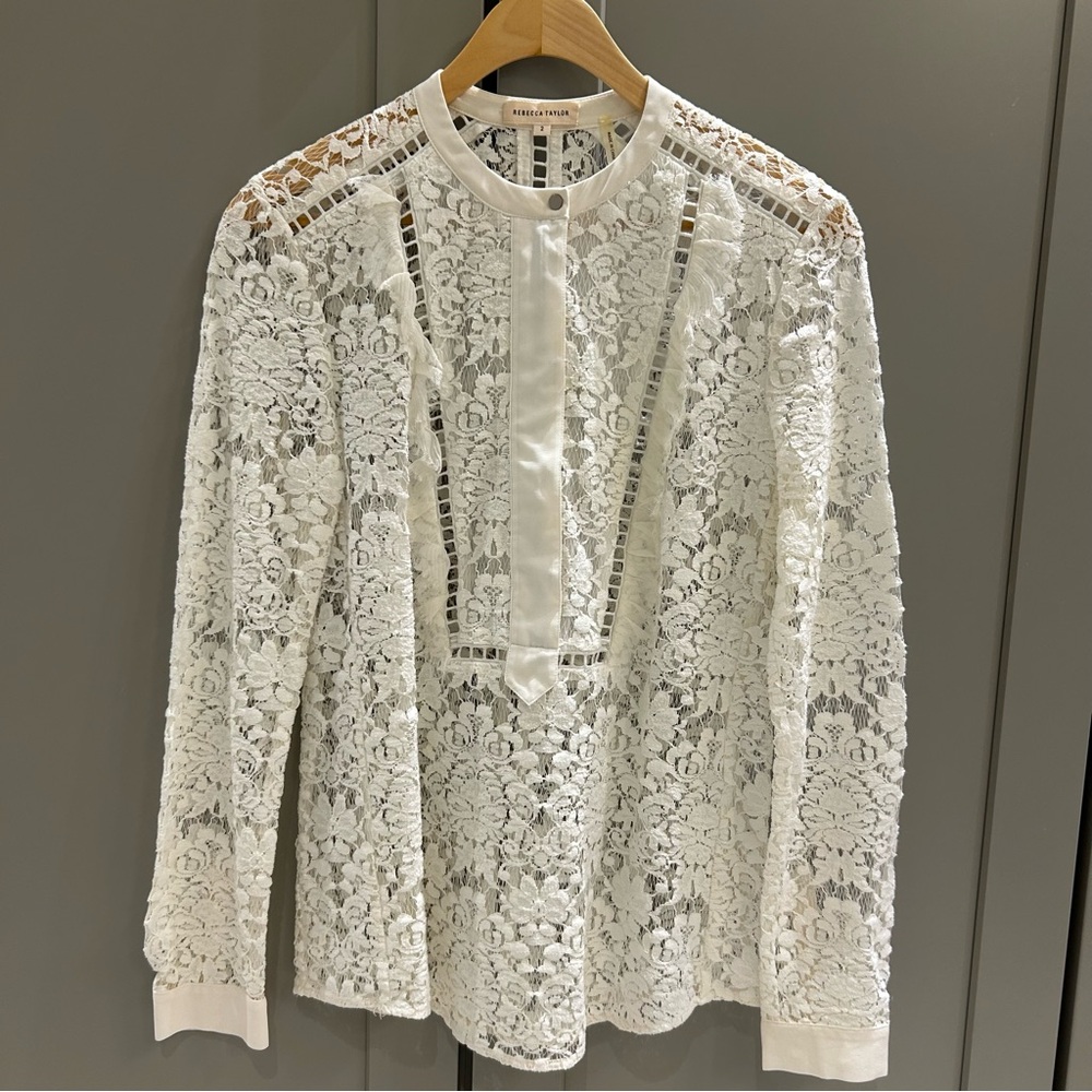 🤍 Rebecca Taylor White Lace Blouse - Picture 9 of 9